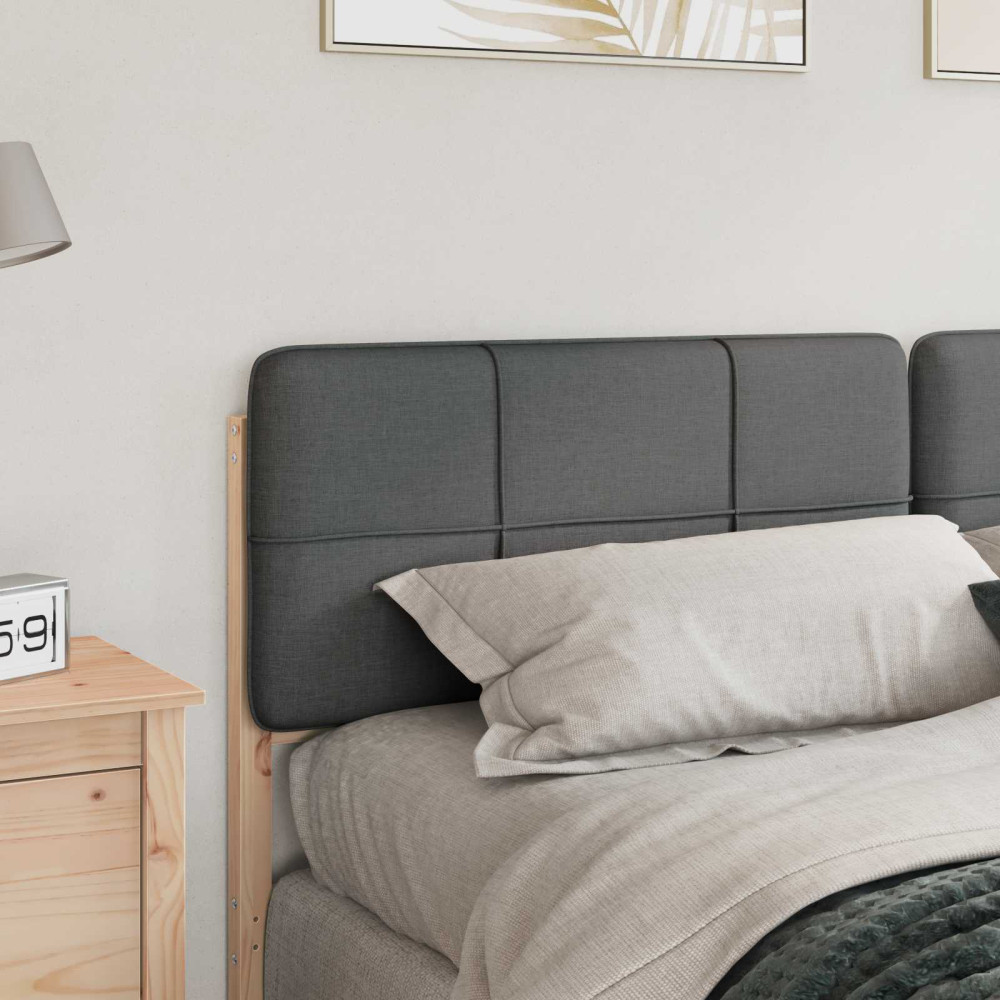 Produktbild för Klädd sänggavel Brun och ljusgrå 200 cm Massiv furu
