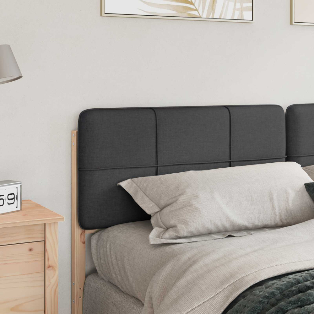 Produktbild för Klädd sänggavel Brun och Mörkgrå 200 cm Massiv furu