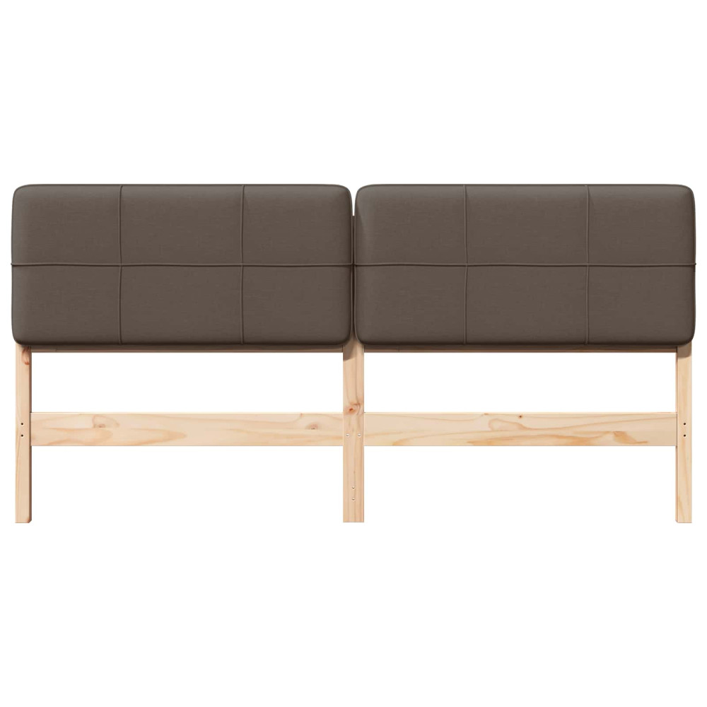 Produktbild för Klädd sänggavel Brun och Taupe 200 cm Massiv furu
