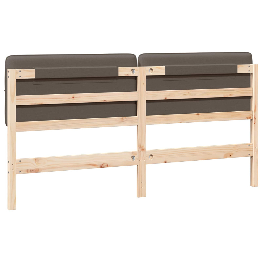 Produktbild för Klädd sänggavel Brun och Taupe 200 cm Massiv furu