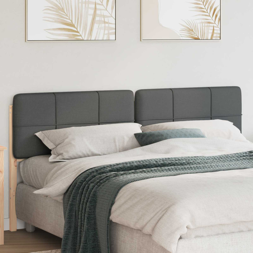Produktbild för Klädd sänggavel Brun och ljusgrå 180 cm Massiv furu