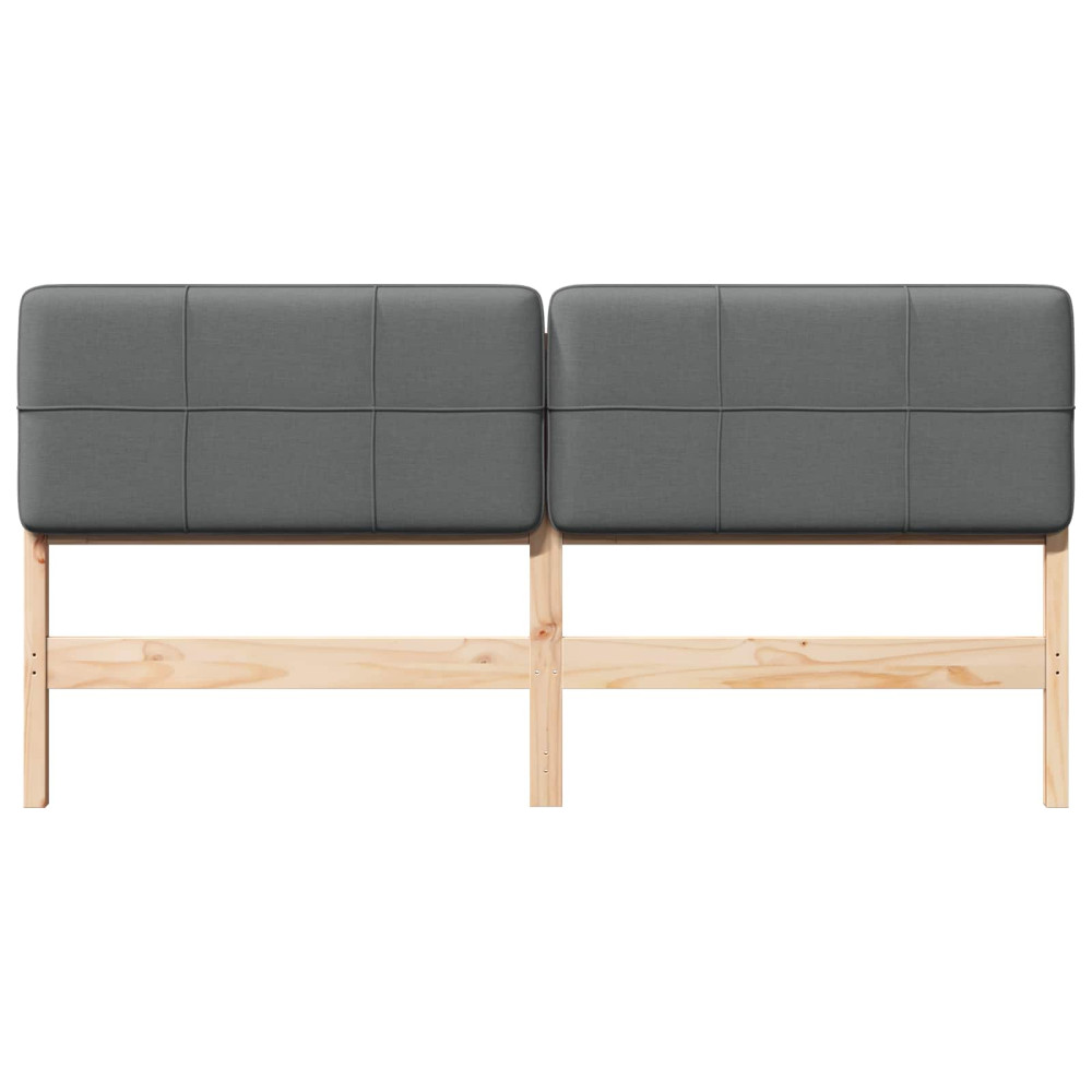 Produktbild för Klädd sänggavel Brun och ljusgrå 180 cm Massiv furu