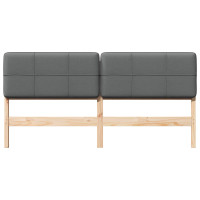 Produktbild för Klädd sänggavel Brun och ljusgrå 180 cm Massiv furu