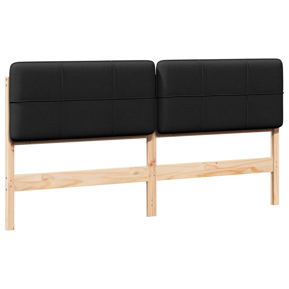 Produktbild för Klädd sänggavel Brun och svart 180 cm Massiv furu