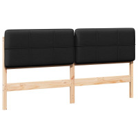 Produktbild för Klädd sänggavel Brun och svart 180 cm Massiv furu