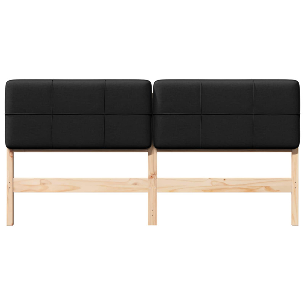 Produktbild för Klädd sänggavel Brun och svart 180 cm Massiv furu