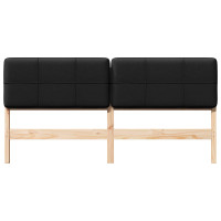 Produktbild för Klädd sänggavel Brun och svart 180 cm Massiv furu