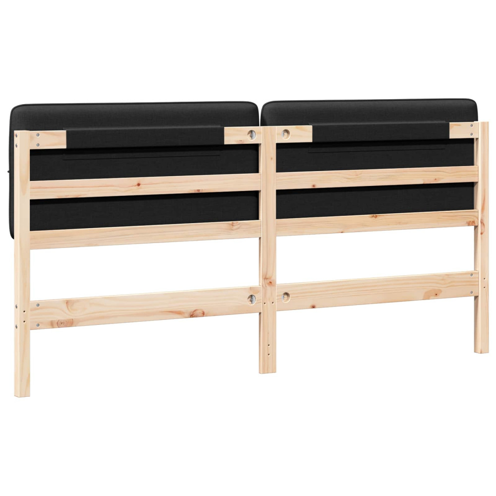 Produktbild för Klädd sänggavel Brun och svart 180 cm Massiv furu