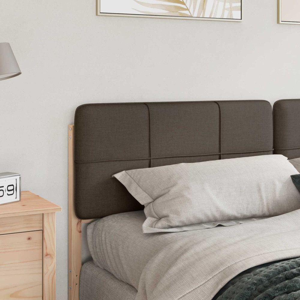 Produktbild för Klädd sänggavel Brun och Taupe 180 cm Massiv furu