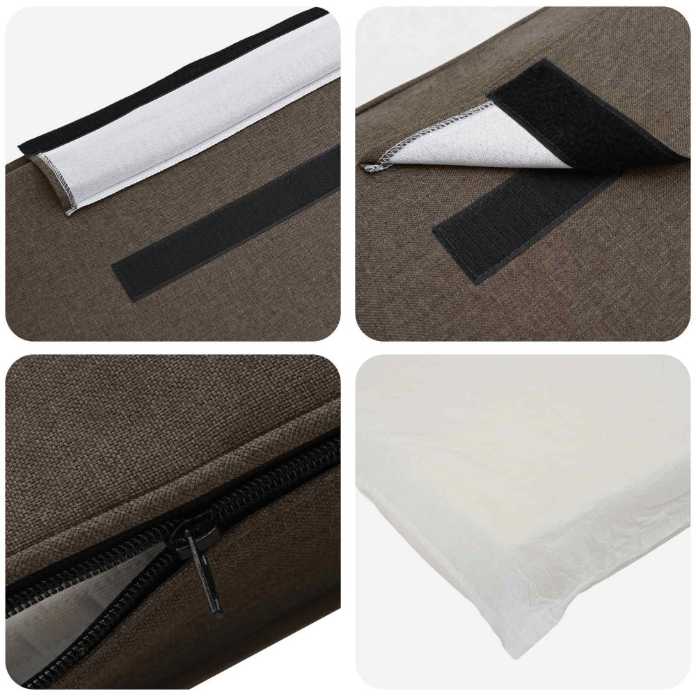 Produktbild för Klädd sänggavel Brun och Taupe 180 cm Massiv furu