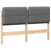 Produktbild för Klädd sänggavel Brun och ljusgrå 160 cm Massiv furu