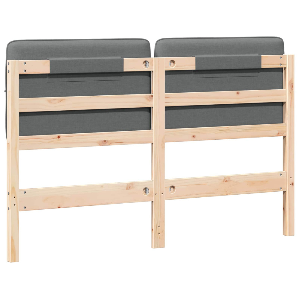 Produktbild för Klädd sänggavel Brun och ljusgrå 160 cm Massiv furu
