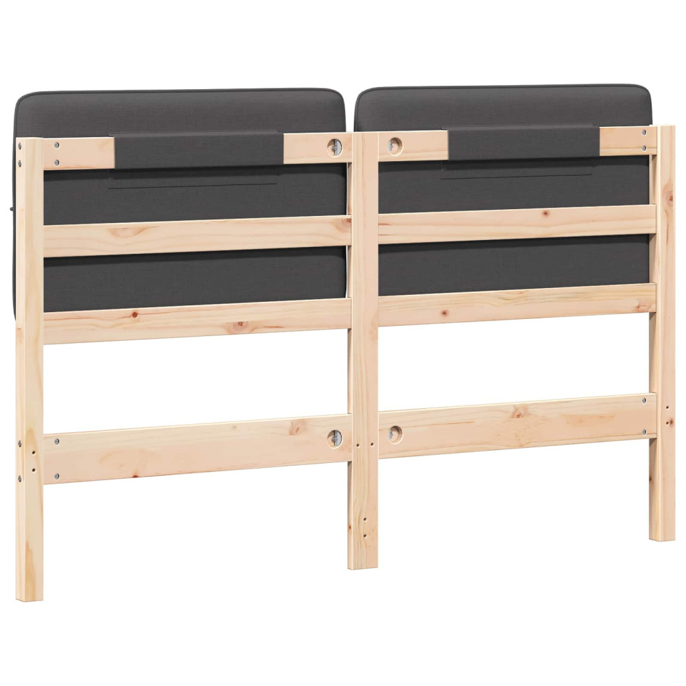 Produktbild för Klädd sänggavel Brun och Mörkgrå 160 cm Massiv furu