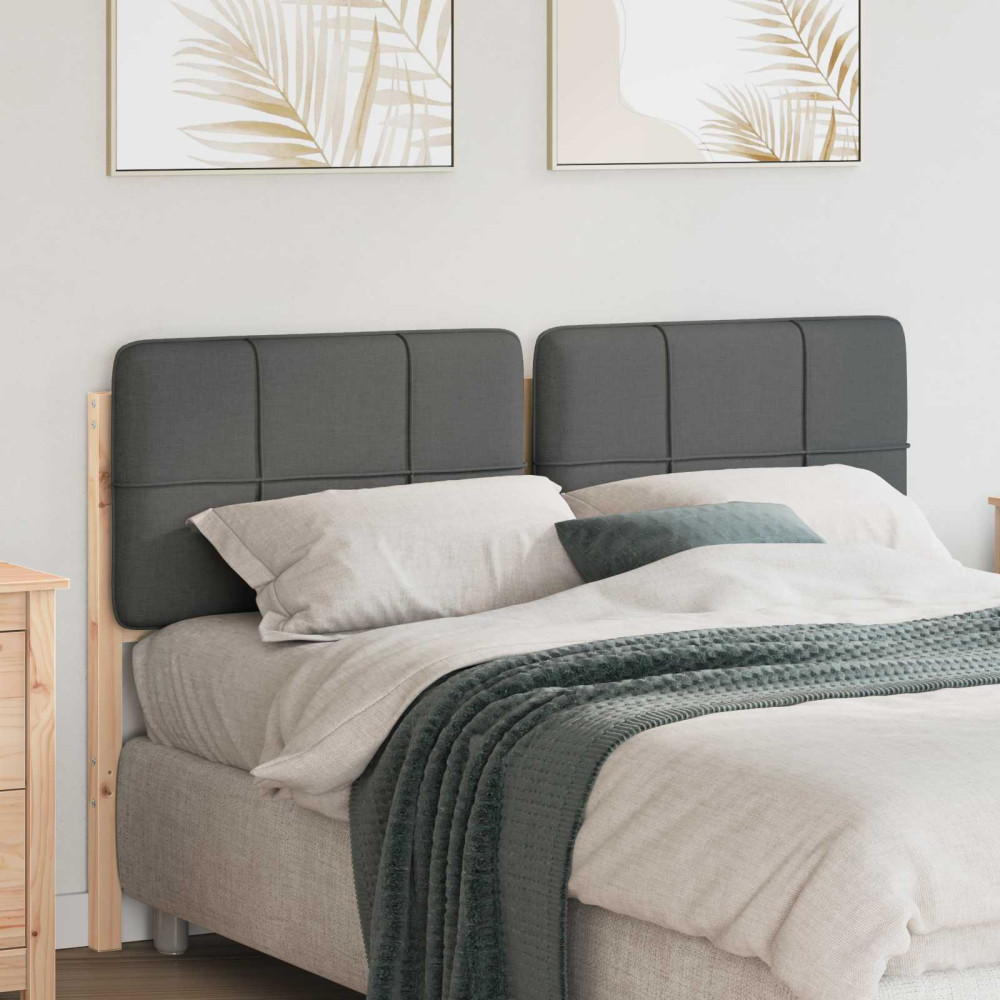 Produktbild för Klädd sänggavel Brun och ljusgrå 140 cm Massiv furu