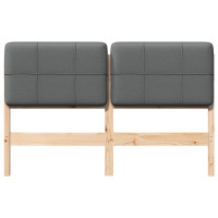 Produktbild för Klädd sänggavel Brun och ljusgrå 140 cm Massiv furu