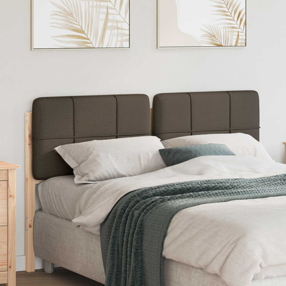Produktbild för Klädd sänggavel Brun och Taupe 140 cm Massiv furu