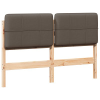 Produktbild för Klädd sänggavel Brun och Taupe 140 cm Massiv furu