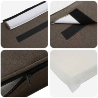 Produktbild för Klädd sänggavel Brun och Taupe 140 cm Massiv furu