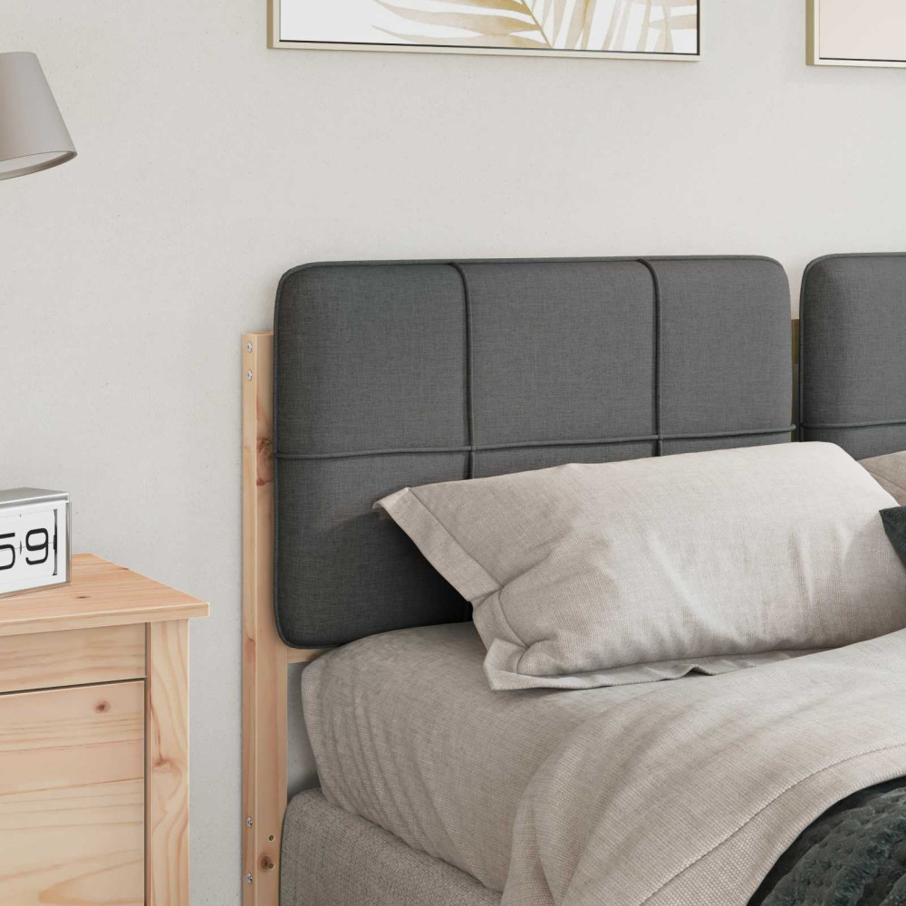Produktbild för Klädd sänggavel Brun och ljusgrå 135 cm Massiv furu