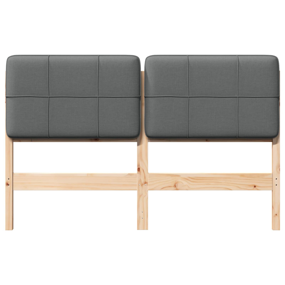 Produktbild för Klädd sänggavel Brun och ljusgrå 135 cm Massiv furu