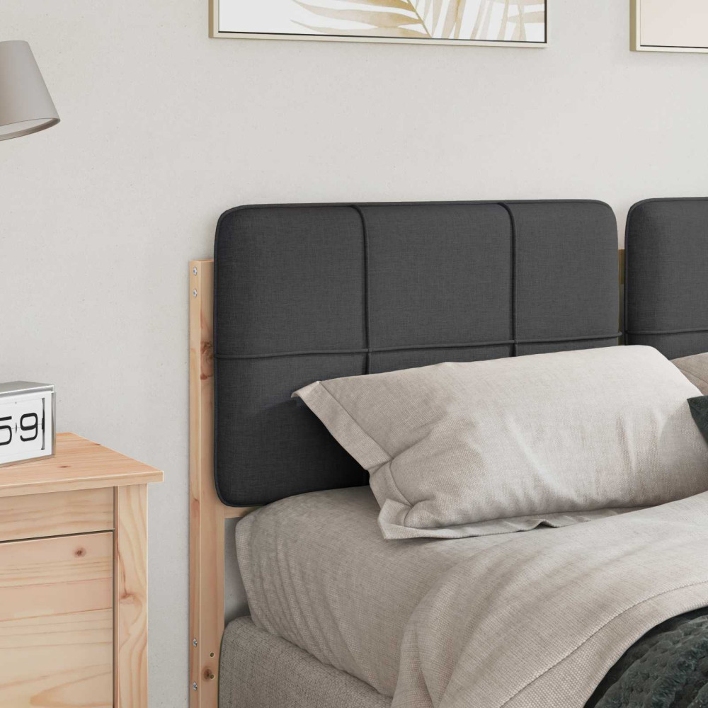 Produktbild för Klädd sänggavel Brun och Mörkgrå 135 cm Massiv furu