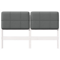 Produktbild för Klädd sänggavel Vit och ljusgrå 135 cm Massiv furu