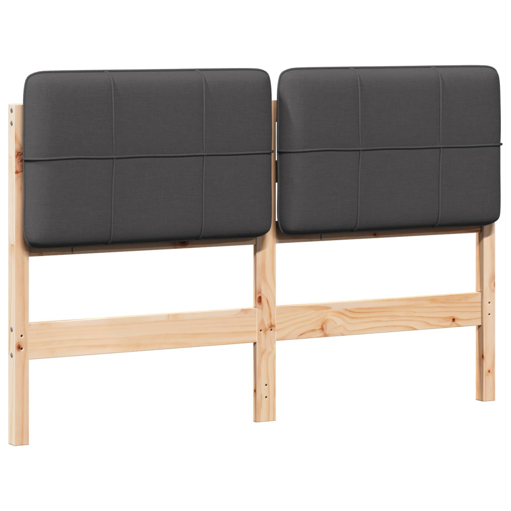 Produktbild för Klädd sänggavel Brun och Mörkgrå 120 cm Massiv furu