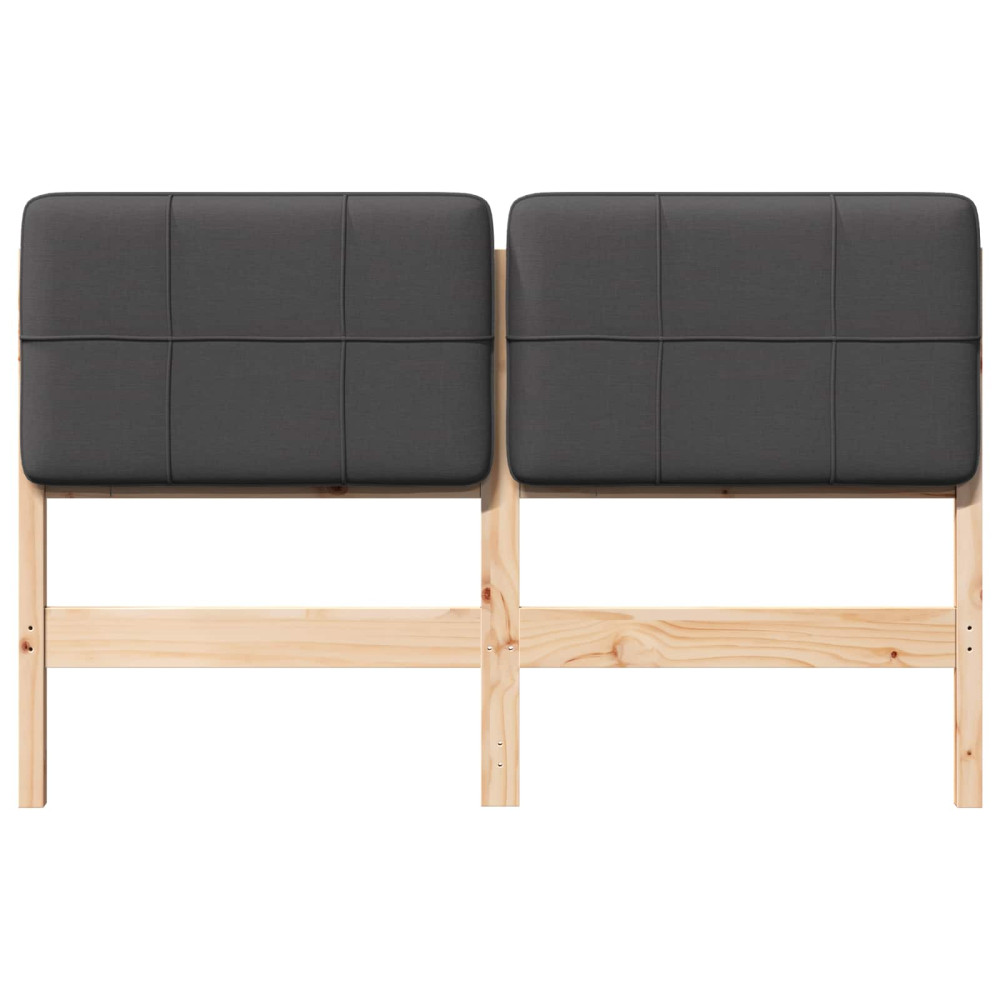 Produktbild för Klädd sänggavel Brun och Mörkgrå 120 cm Massiv furu