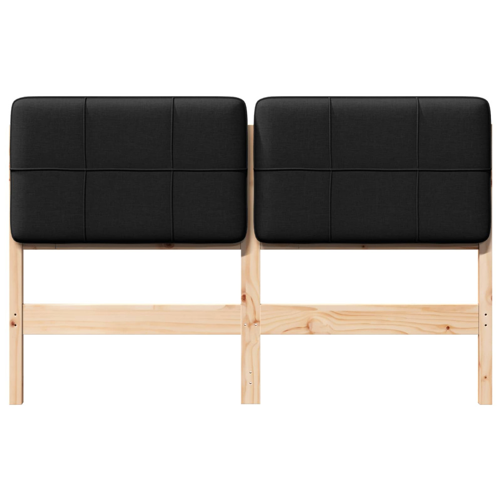 Produktbild för Klädd sänggavel Brun och svart 120 cm Massiv furu