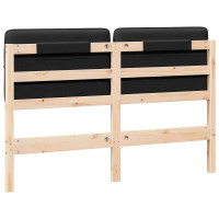 Produktbild för Klädd sänggavel Brun och svart 120 cm Massiv furu
