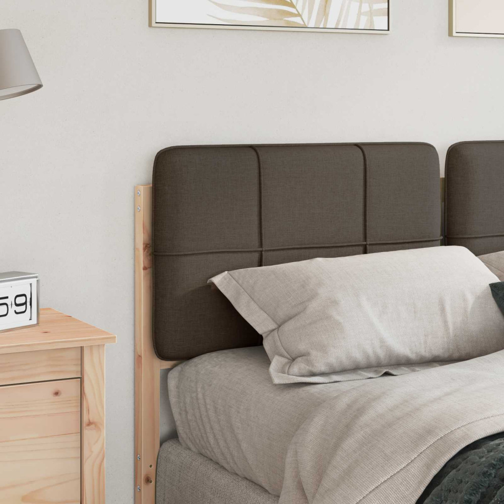Produktbild för Klädd sänggavel Brun och Taupe 120 cm Massiv furu