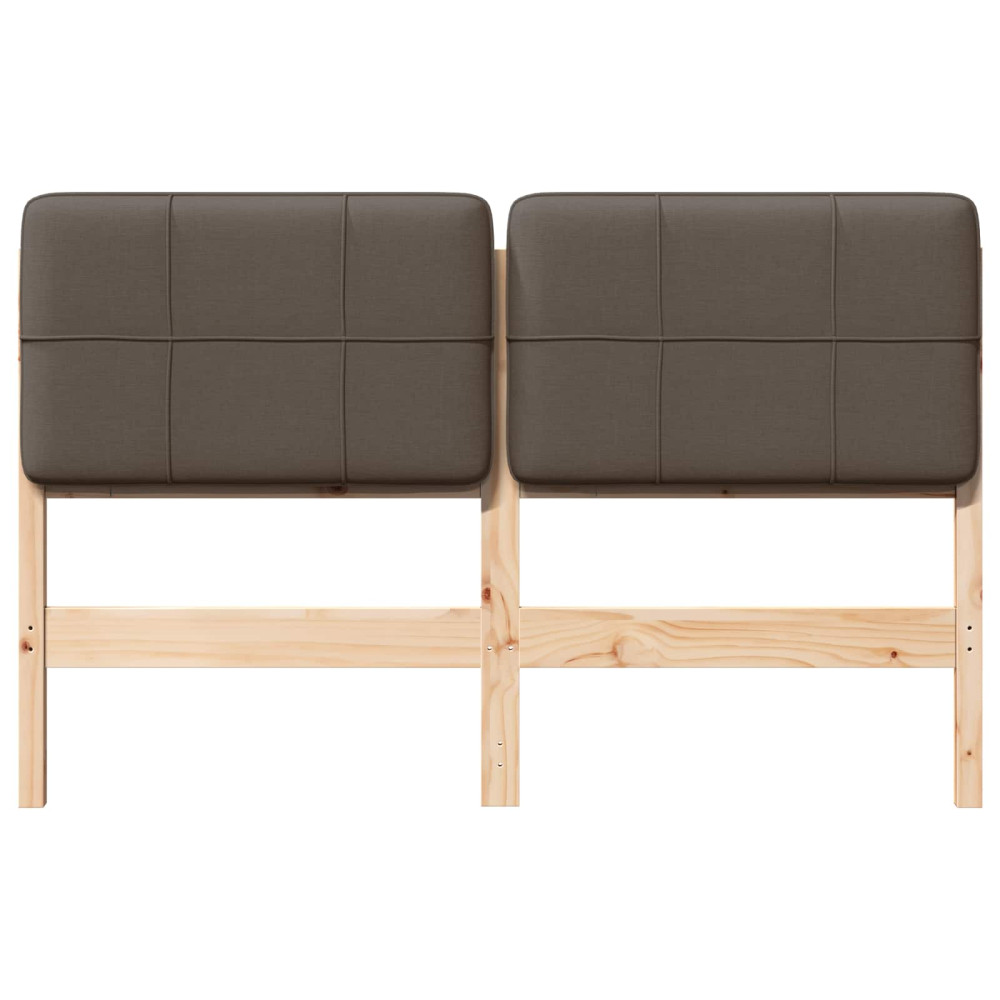 Produktbild för Klädd sänggavel Brun och Taupe 120 cm Massiv furu