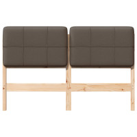 Produktbild för Klädd sänggavel Brun och Taupe 120 cm Massiv furu