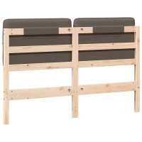 Produktbild för Klädd sänggavel Brun och Taupe 120 cm Massiv furu