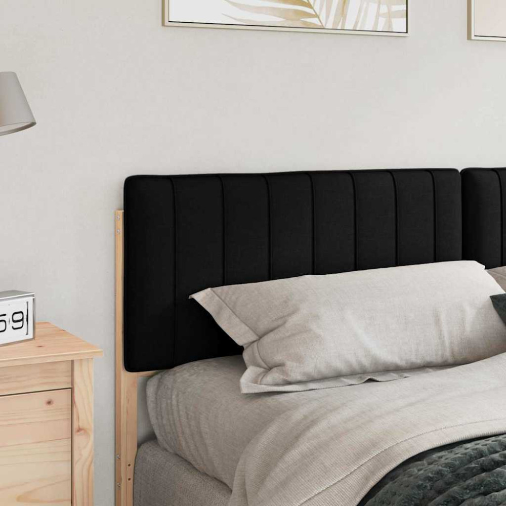 Produktbild för Klädd sänggavel Brun och svart 200 cm Massiv furu
