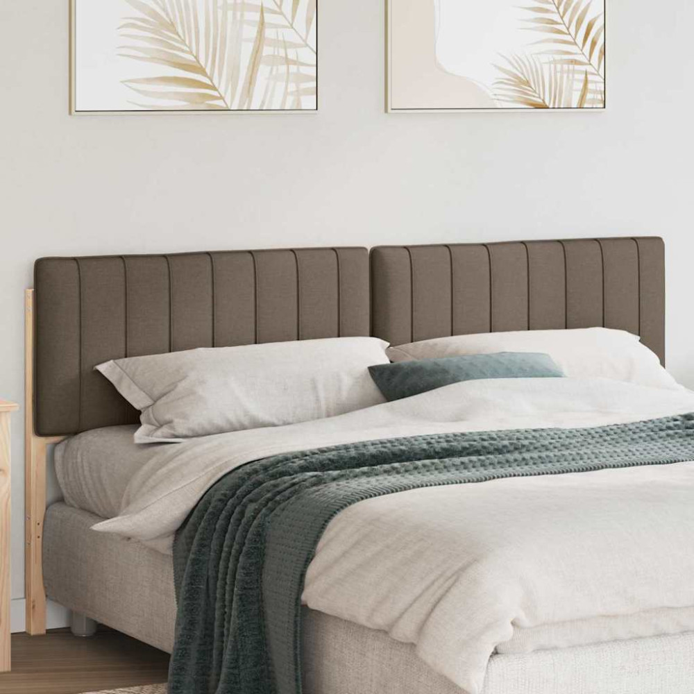 Produktbild för Klädd sänggavel Brun och Taupe 200 cm Massiv furu