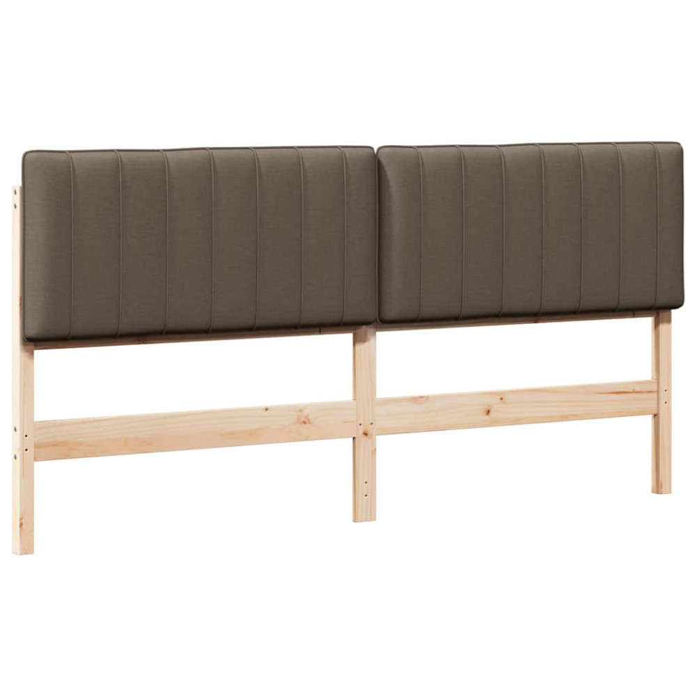 Produktbild för Klädd sänggavel Brun och Taupe 200 cm Massiv furu