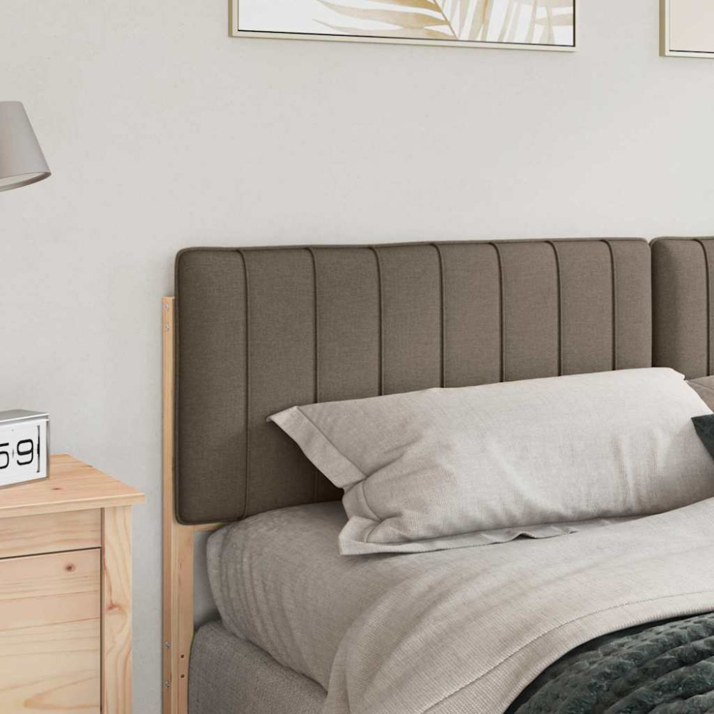 Produktbild för Klädd sänggavel Brun och Taupe 200 cm Massiv furu