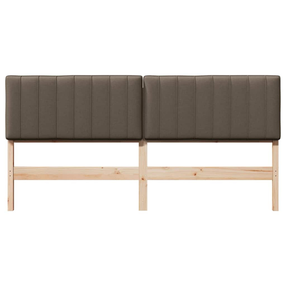 Produktbild för Klädd sänggavel Brun och Taupe 200 cm Massiv furu