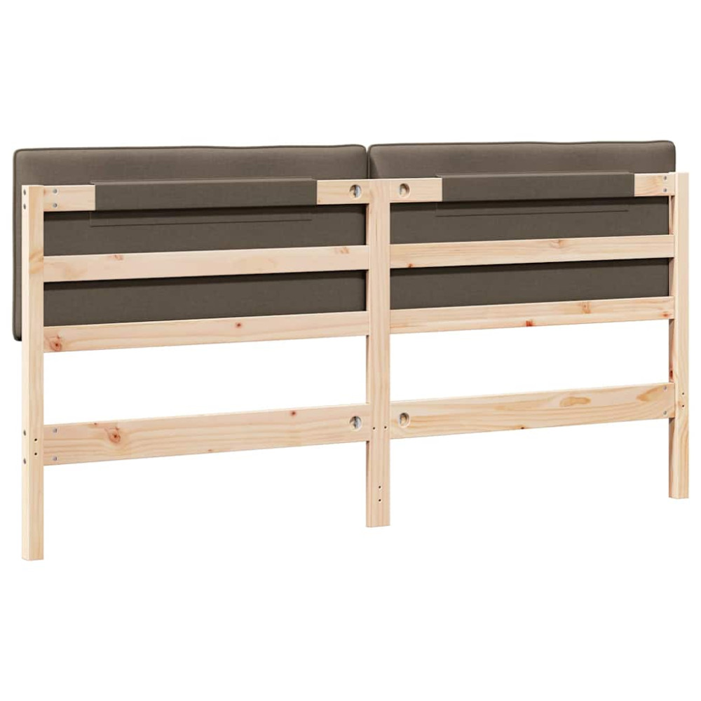 Produktbild för Klädd sänggavel Brun och Taupe 200 cm Massiv furu