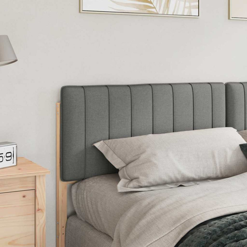 Produktbild för Klädd sänggavel Brun och ljusgrå 180 cm Massiv furu