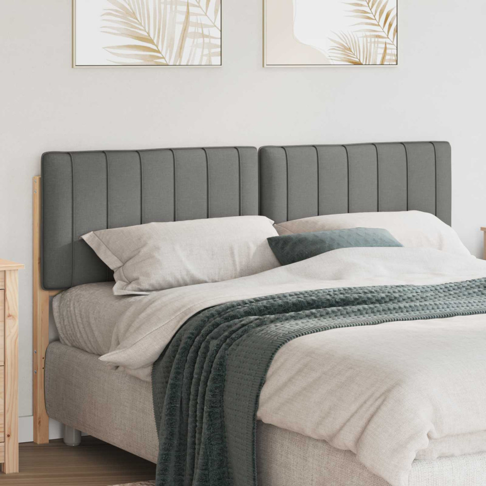 Produktbild för Klädd sänggavel Brun och ljusgrå 160 cm Massiv furu