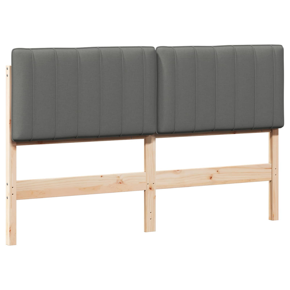 Produktbild för Klädd sänggavel Brun och ljusgrå 160 cm Massiv furu