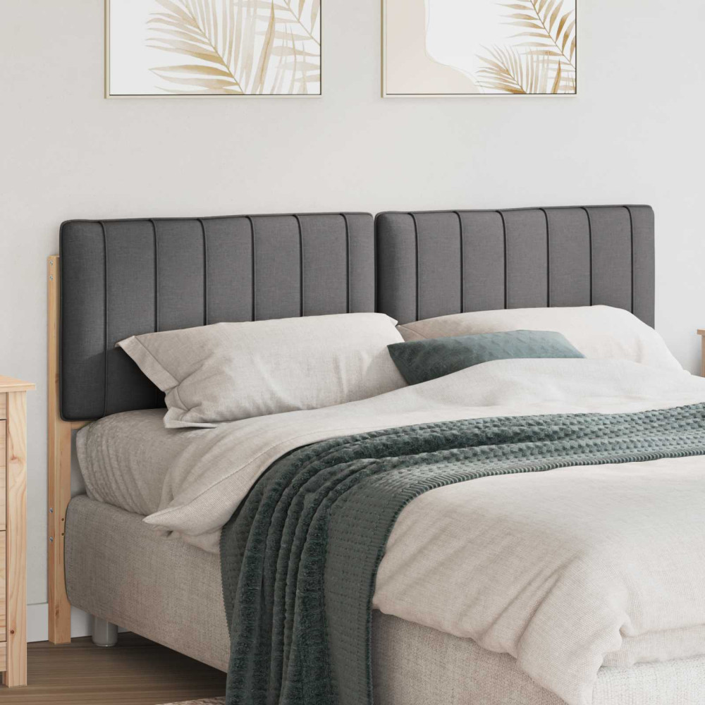 Produktbild för Klädd sänggavel Brun och Mörkgrå 160 cm Massiv furu