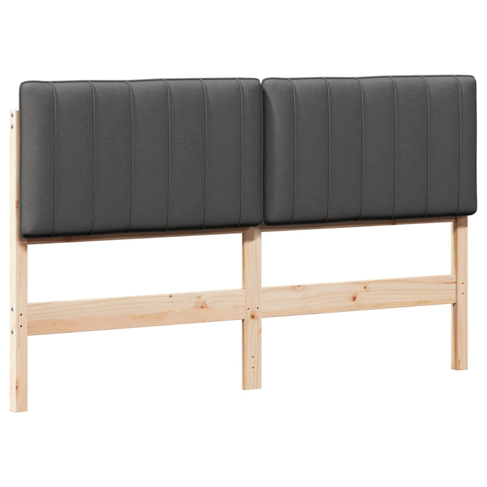 Produktbild för Klädd sänggavel Brun och Mörkgrå 160 cm Massiv furu