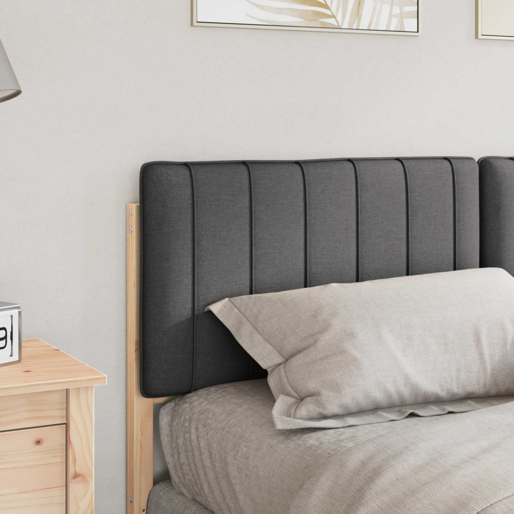 Produktbild för Klädd sänggavel Brun och Mörkgrå 160 cm Massiv furu