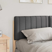 Produktbild för Klädd sänggavel Brun och Mörkgrå 160 cm Massiv furu