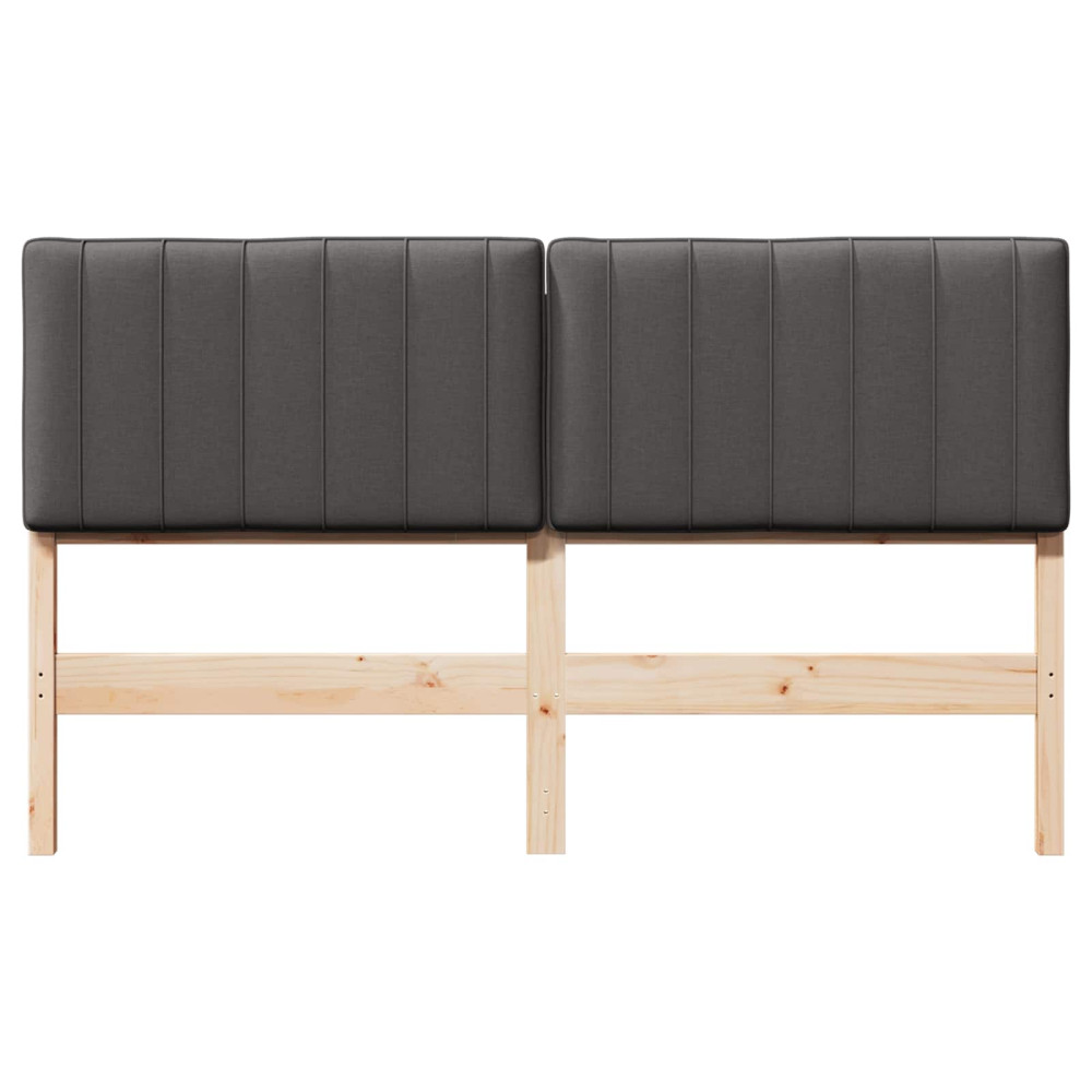 Produktbild för Klädd sänggavel Brun och Mörkgrå 160 cm Massiv furu