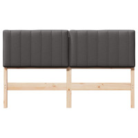 Produktbild för Klädd sänggavel Brun och Mörkgrå 160 cm Massiv furu