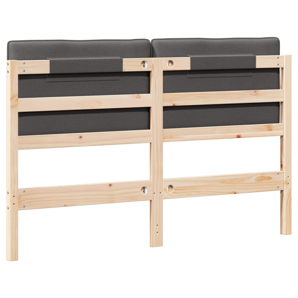 Produktbild för Klädd sänggavel Brun och Mörkgrå 160 cm Massiv furu